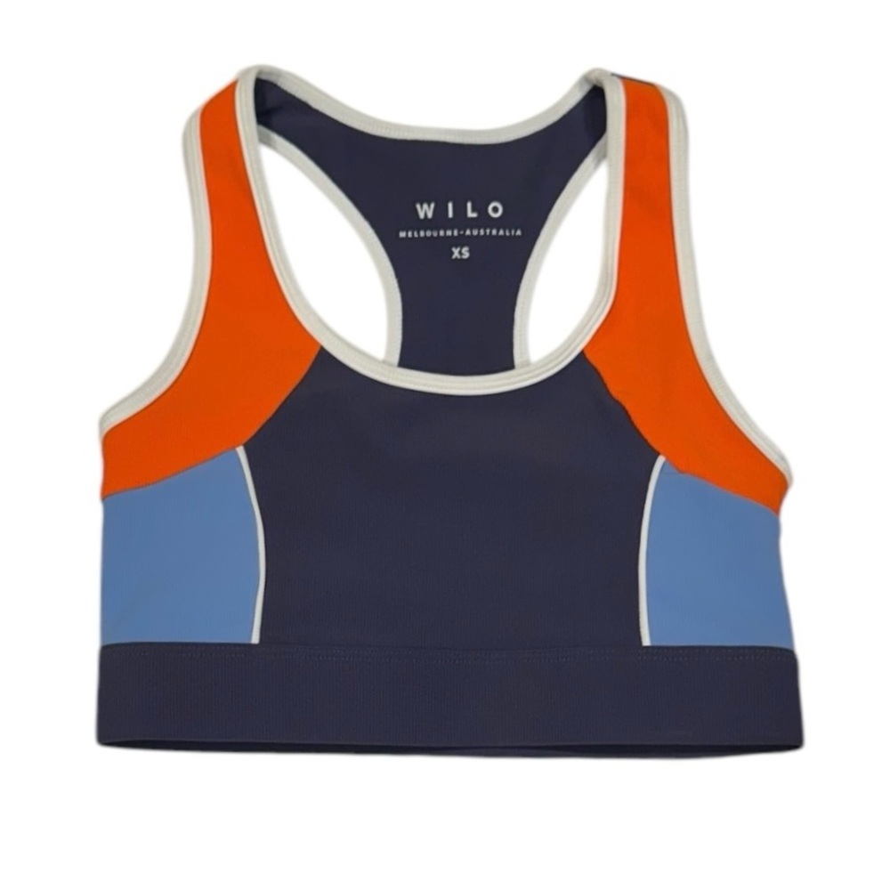 WILO Racer Colorblock Panel Ribbed Active Yoga Workout Sports Bra NWT XS
